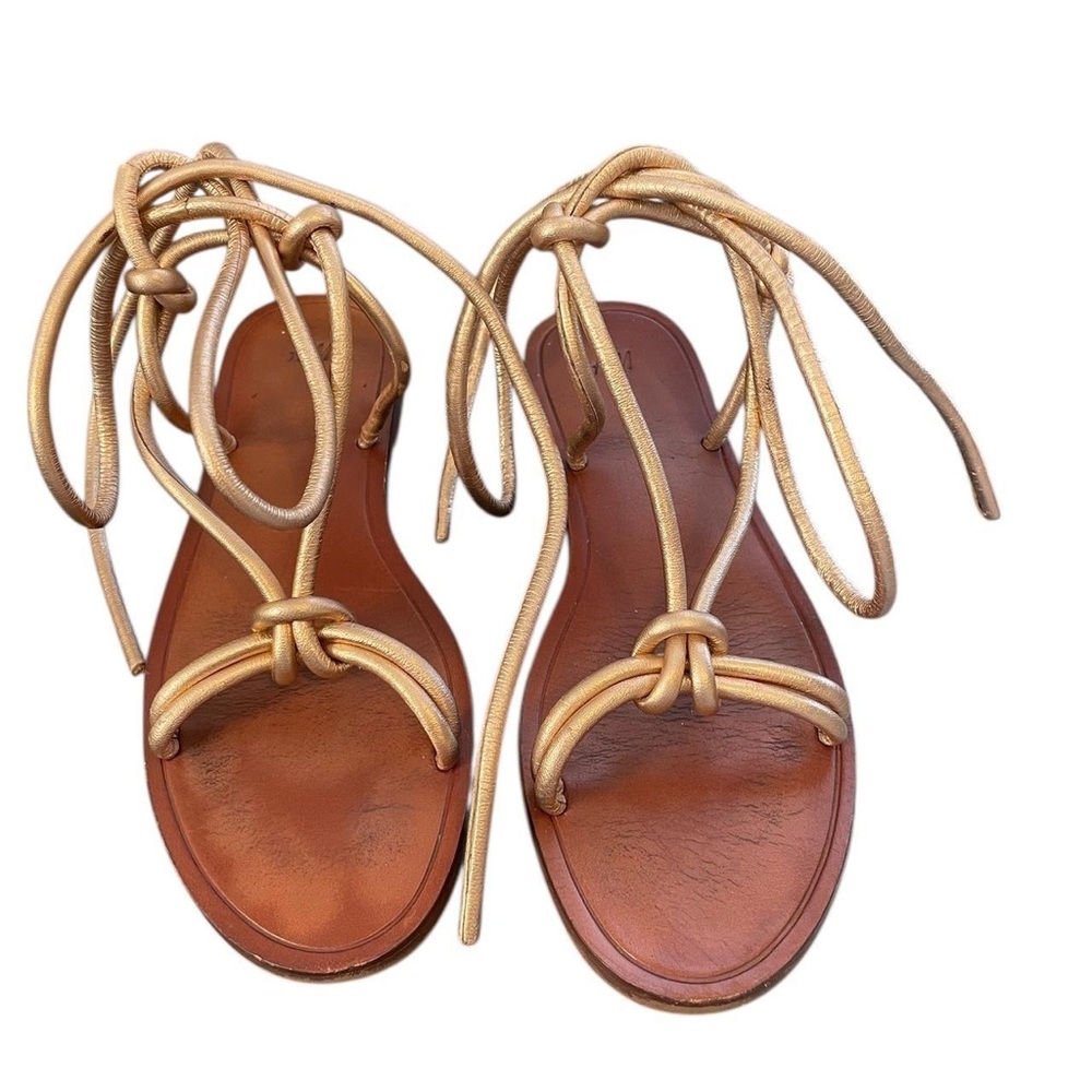 Rose gold sandals leather‎ lace-up by H&M size 8.5